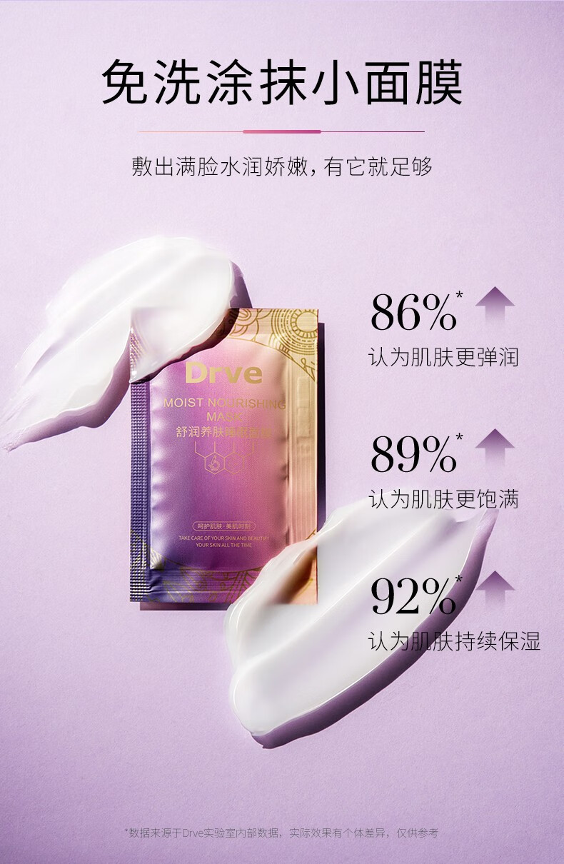 DRVE 睡眠面膜免洗深补水收缩毛孔控油舒缓修护免洗急救熬夜涂抹式玻尿酸懒人 50袋/盒