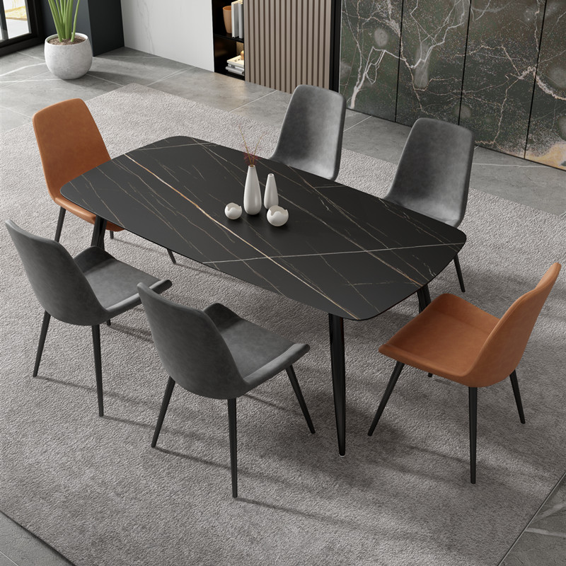 简约大理石餐桌椅组合小户型家用长方形吃饭桌子 单桌(颜色款式备注)