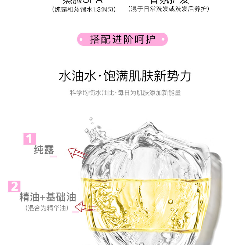 研馫记（YANXINJI）保加利亚大马士革玫瑰纯露花水湿敷保湿补水爽肤水 500ml+15ml