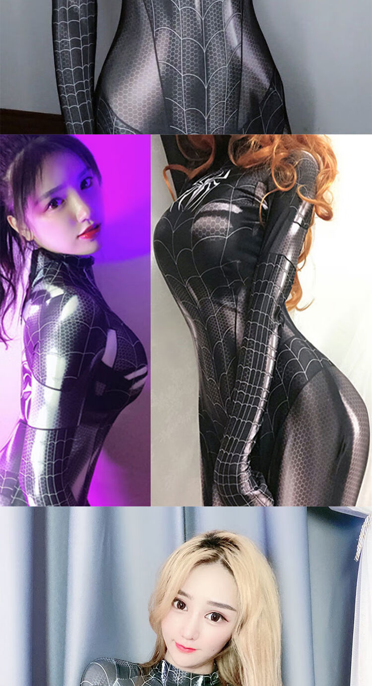 蜘蛛侠紧身衣女cos服性感连体套装抖音网红开裆cosplay服装连体衣