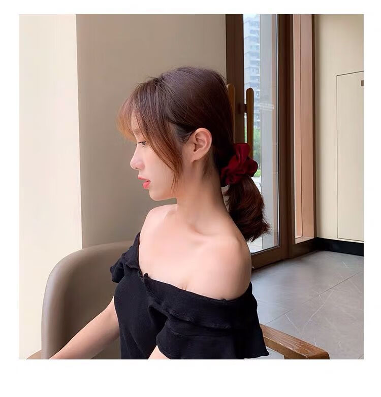 头绳女皮套ins头花饰品韩版发饰简约猪大肠发圈发绳皮筋头绳 墨绿