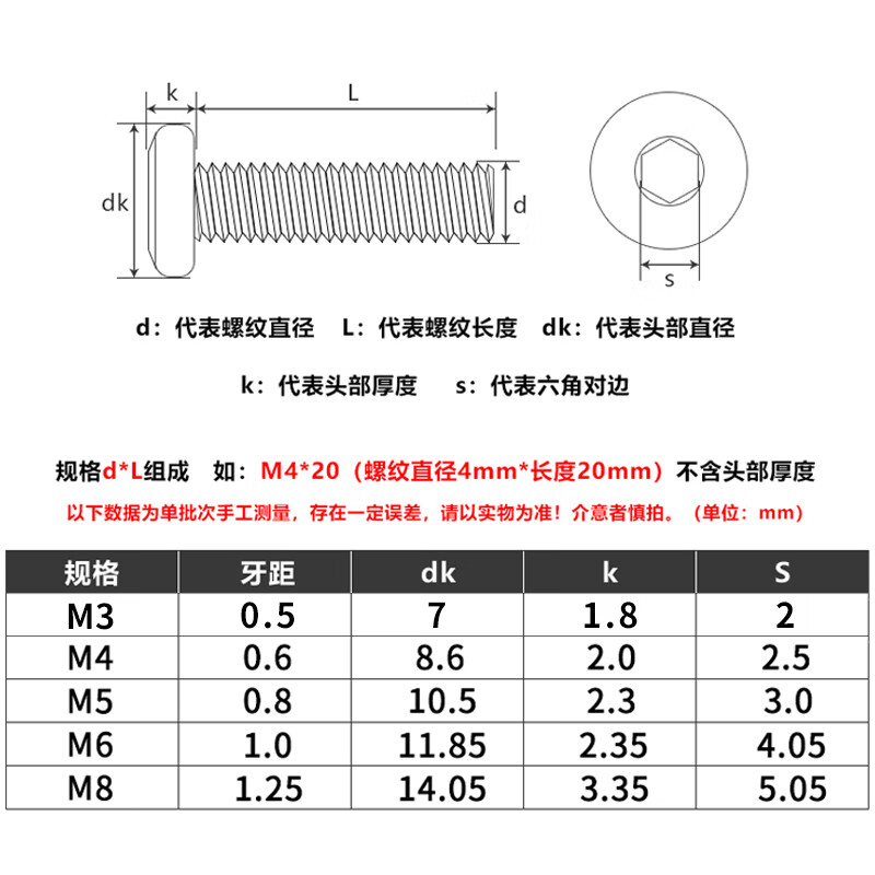 坚威304不锈钢平圆头倒边内六角螺丝家具螺栓斜边大沉