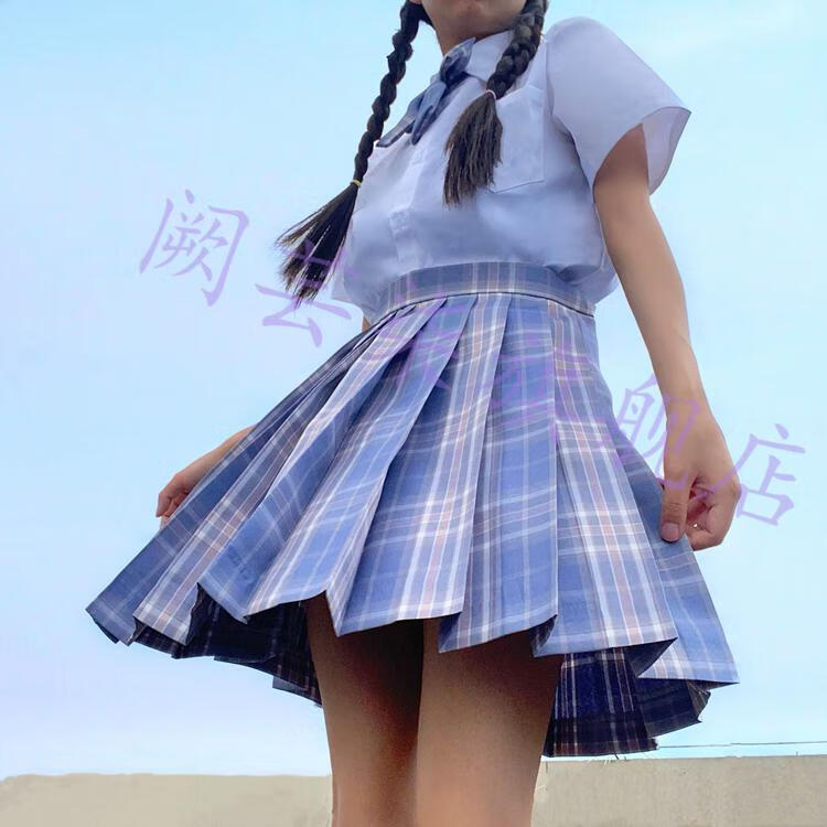 夏季短袖衬衫格裙套装全套小女孩jk制服半身裙子11至岁13中大童8小