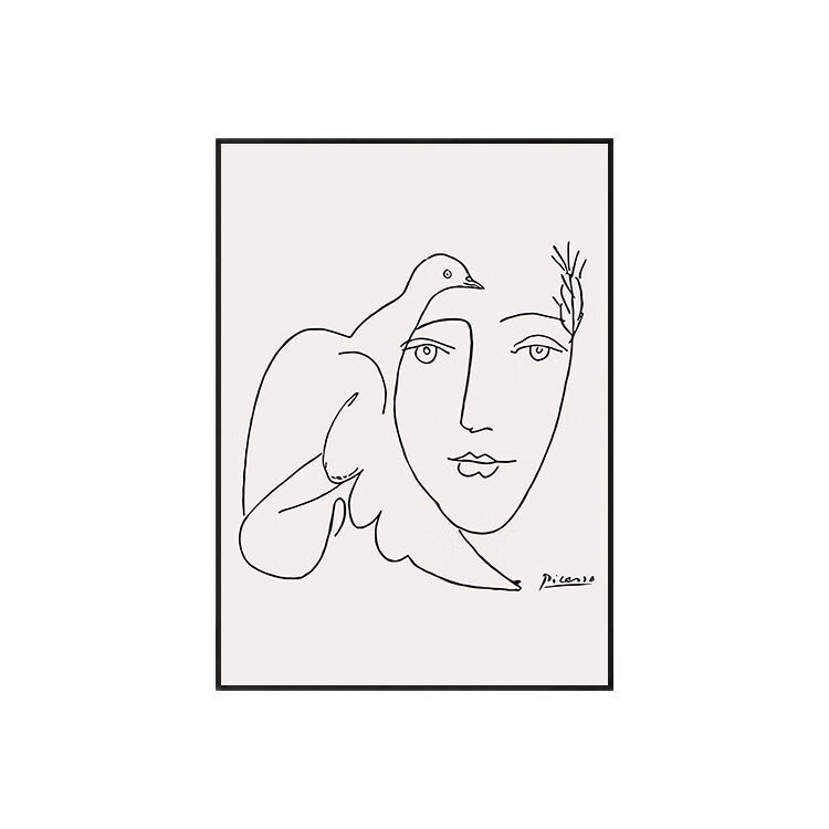 毕加索维也纳和平鸽北欧极简装饰画马蒂斯线条抽象艺术小众挂画第4款