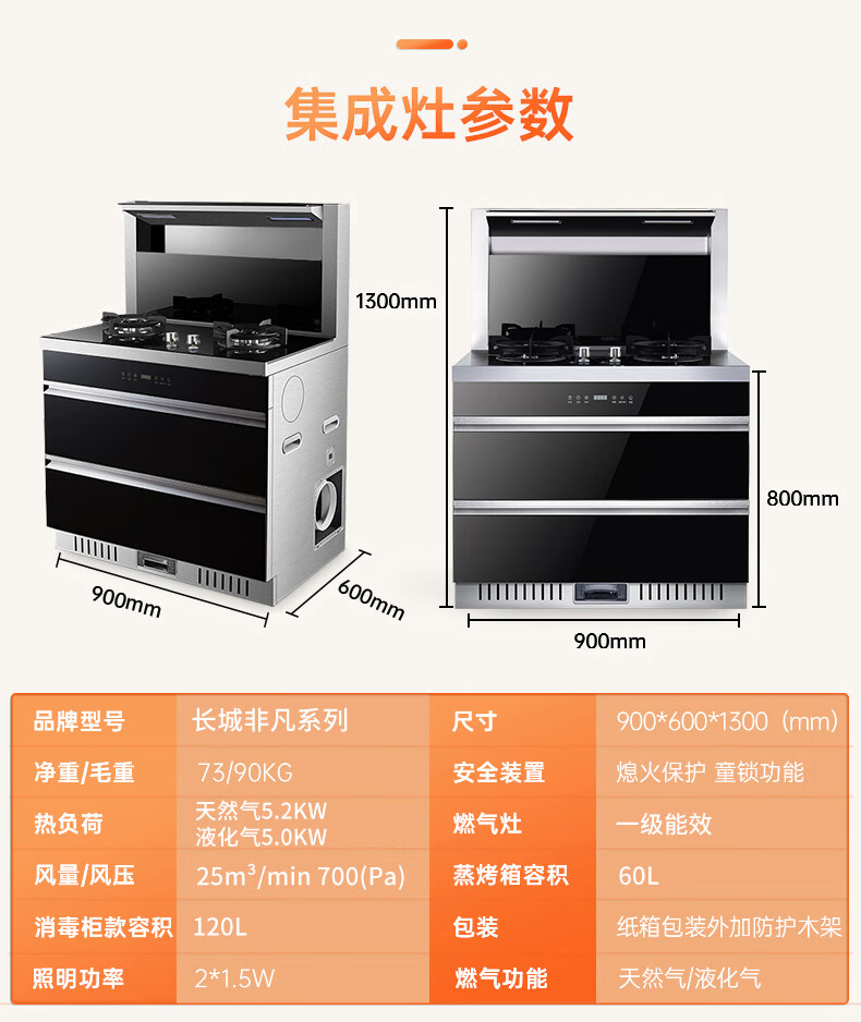 长城长城非凡系列集成灶到底怎么样，参数如何！