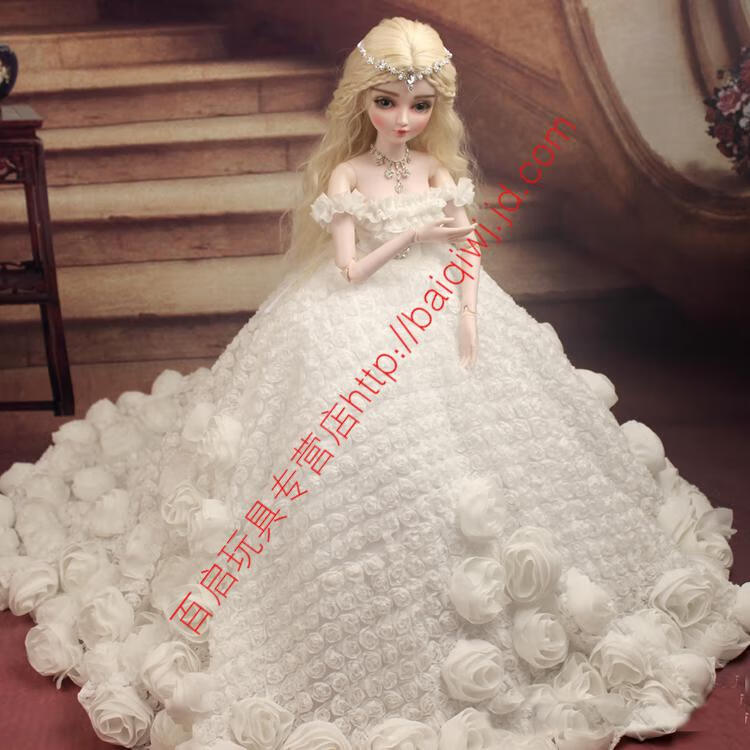 新品上市芭比娃娃镶水钻芭比公主婚纱套装大号洋娃娃生日礼物女孩新年