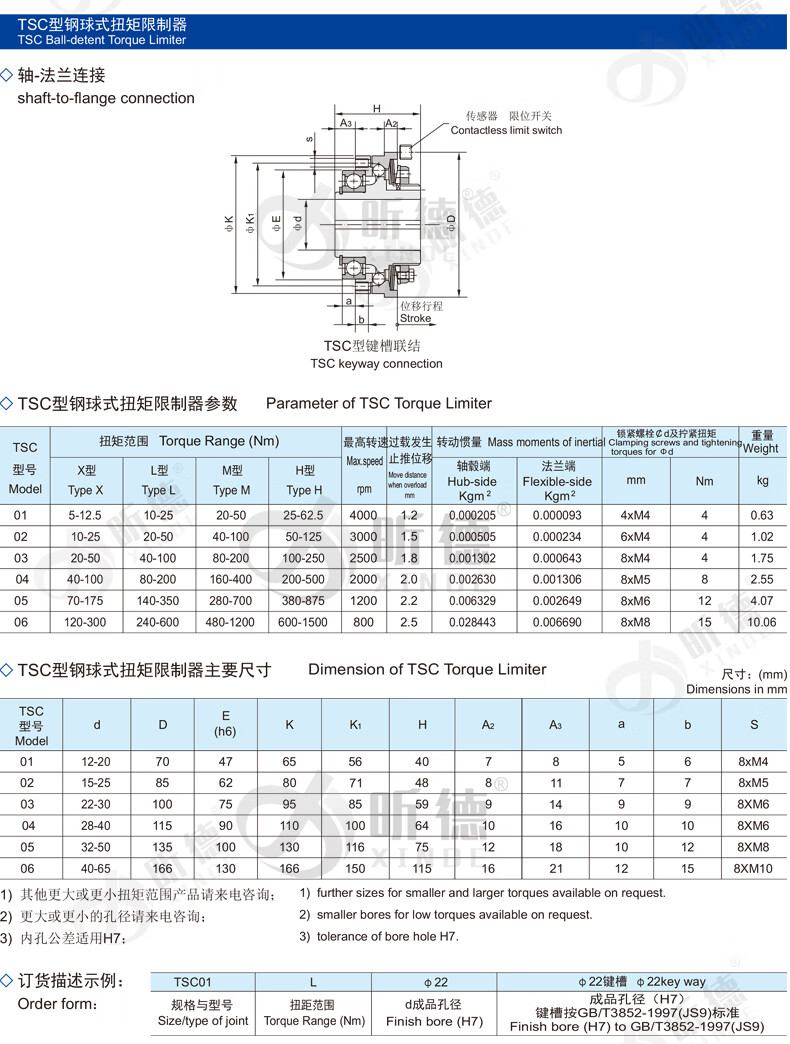 定制tsc钢球式扭力扭矩限制器aq可调过载电机保护器安全离合器厂tsc