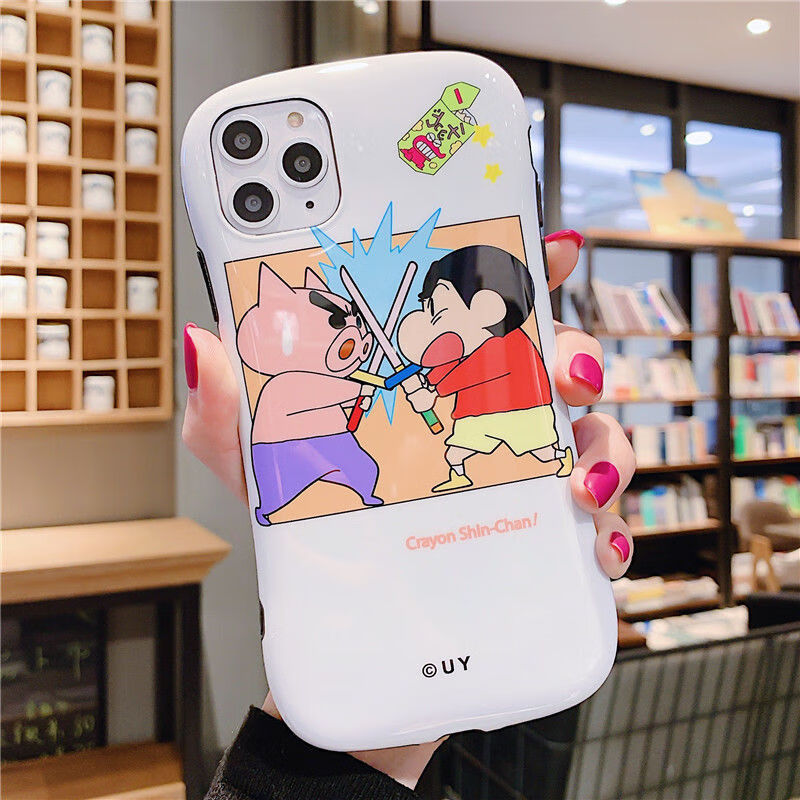 蜡笔小新苹果11手机壳pro女xsmax软se2硅胶xr全包7plus保护8p套6s乔鸟
