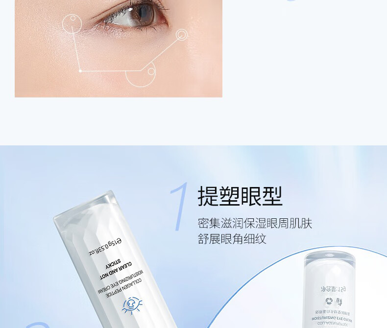 一枝春（OneSpring）USP胶原蛋白多肽莹润走珠按摩眼霜熬夜眼袋保湿补水眼霜