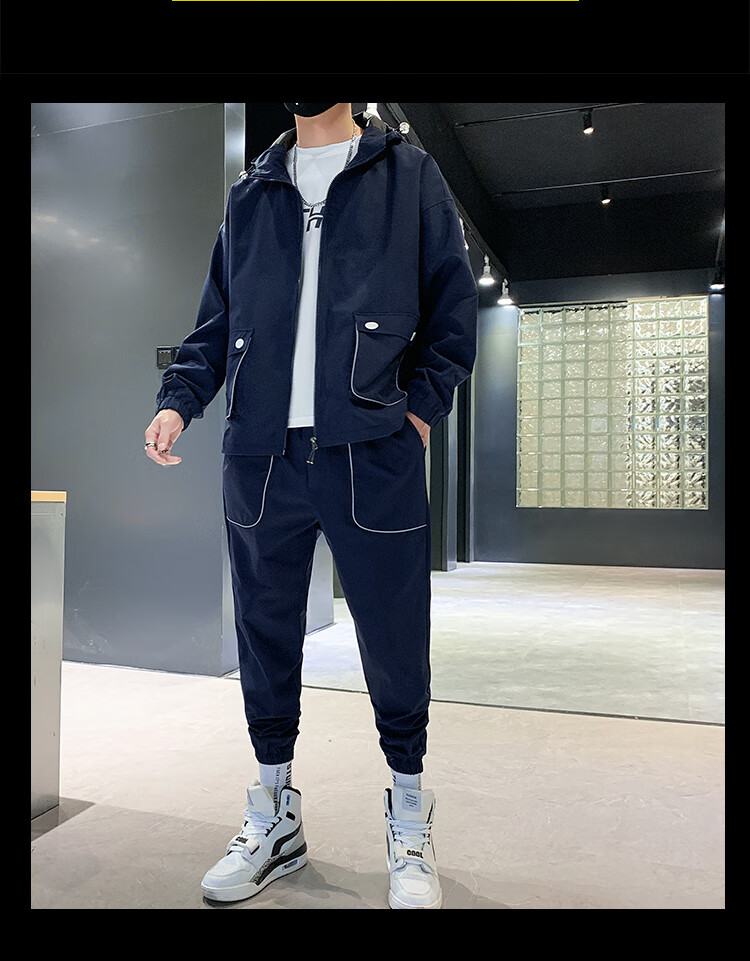 卡帝乐鳄鱼男生穿搭套装痞帅男装一套2021新款初秋炸街套装男生衣服