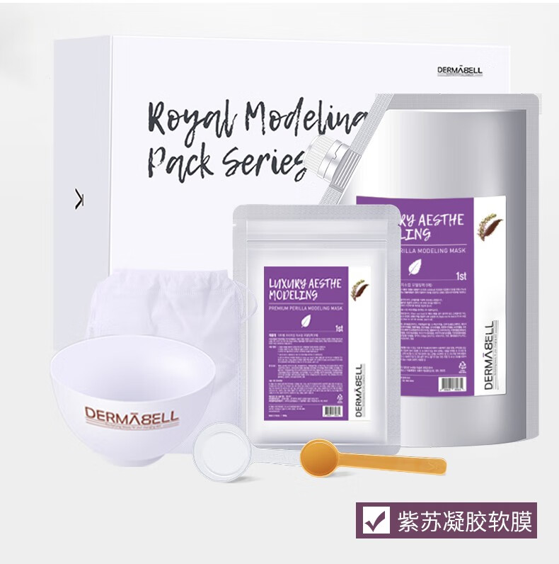 德玛贝尔（DERMABELL）玫瑰软膜粉女凝胶水光面膜涂抹式积雪草软膜补水保湿美白护肤品 玫瑰软膜(提亮肤色)+碗勺+礼盒