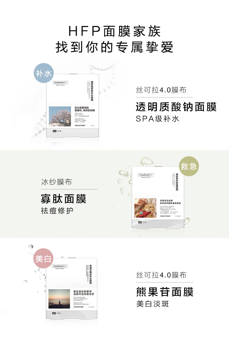 HomeFacialPro熊果苷美白淡斑面膜5片 HFP补水保湿祛黄提亮肤色面膜 10盒囤货装