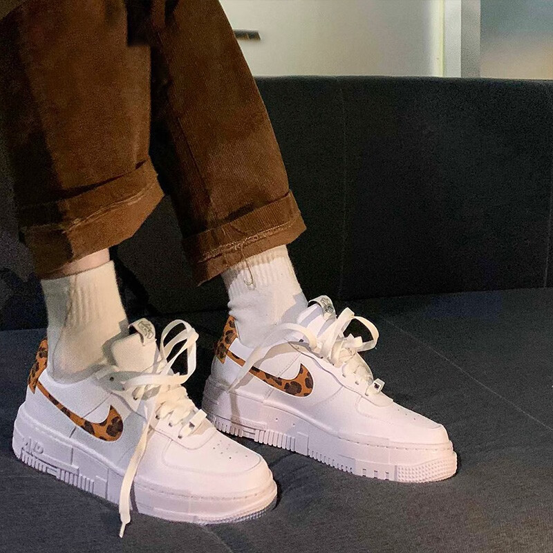 潮耐克nikeaf1pixelaf1纯白解构像素豹纹蟒蛇纹空军一号休闲板鞋女鞋