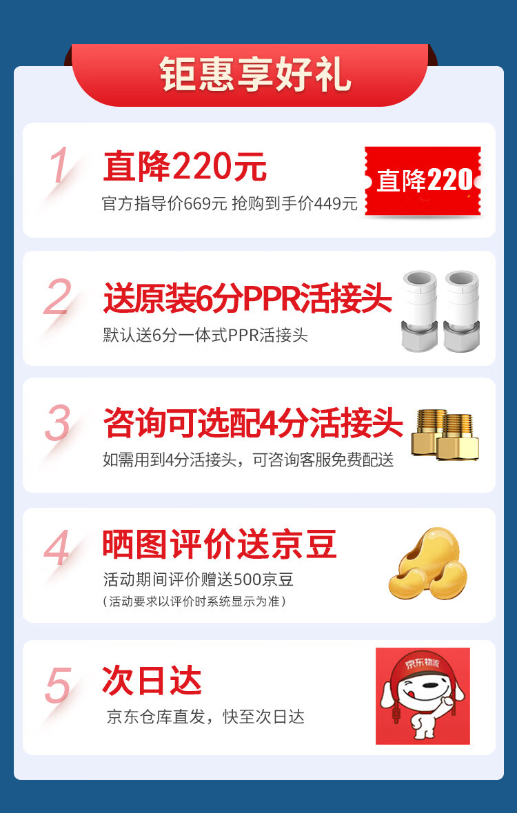 惠尔顿（WHEELTON） 前置过滤器6T反冲洗 家用大流量全屋净水器中央自来水管道过滤器p0038  升级4分活接6分PPR通用