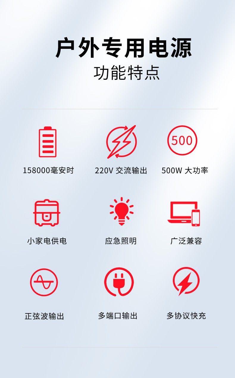 小能人soulor户外电源220v大容量便携移动电源500w大功率自驾游家用带