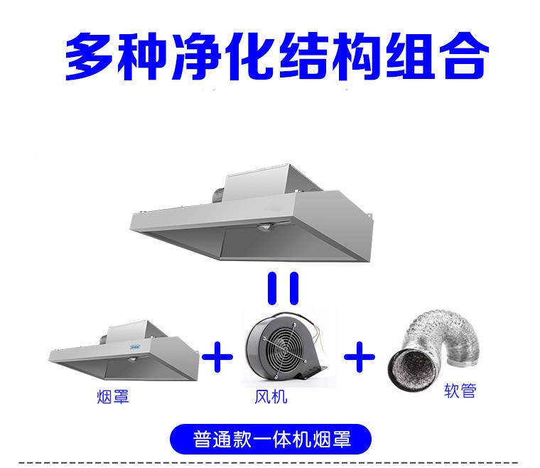 不锈钢烟罩商用小型饭店餐馆炸鸡店油烟净化一体机大吸力抽油烟机迈森