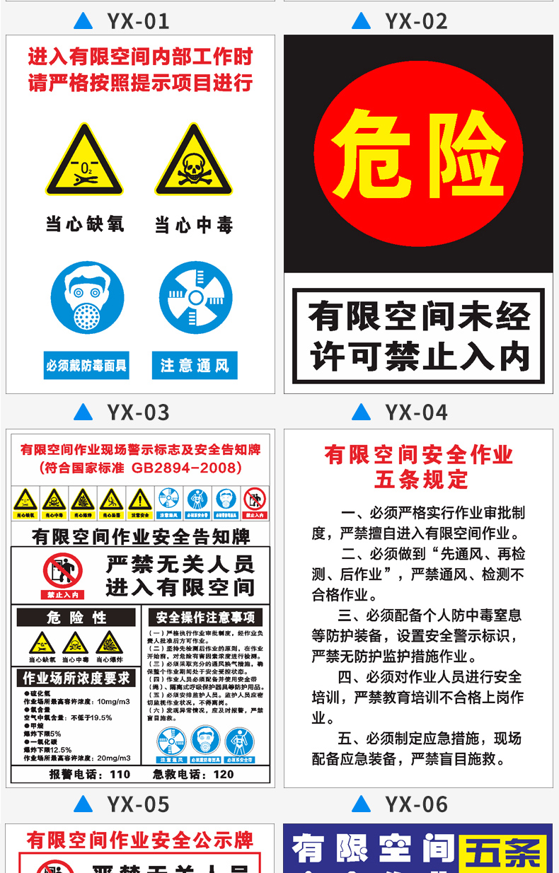 有限空间安全告知牌有限空间标识牌警示牌密闭空间受限空间风险点标志