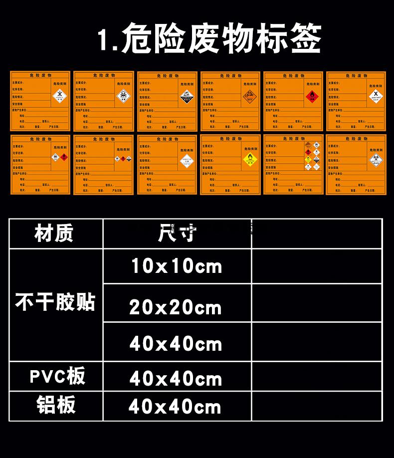 安睦危险废物警示牌危险品危废标签废机油油漆桶漆渣擦机布活性炭切削