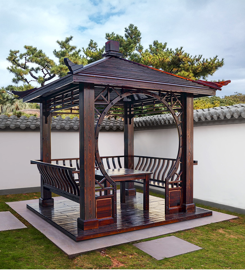 嘉勒美v仿古实木庭院四角亭子别墅花园设计古建室外景观园艺凉亭 四角樟子松凉亭