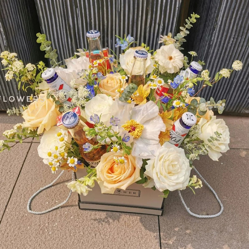 涞思芊轻奢芊阙啤酒花束礼盒鲜花礼盒松父松男友方形抱抱盒网红啤酒