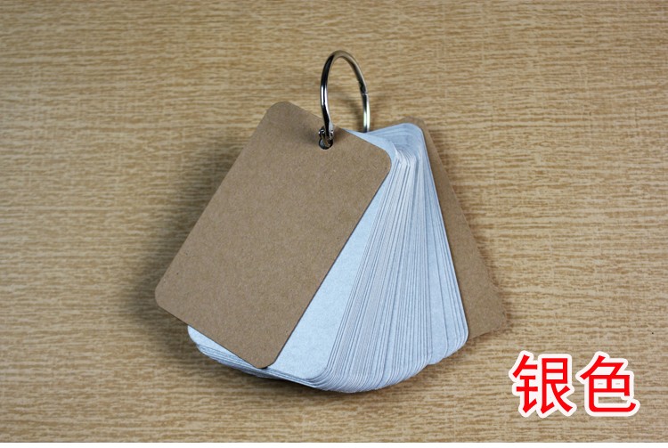 生字卡空白diy小卡片涂鸦留言便签贺卡随手便捷口袋记忆卡银色100张