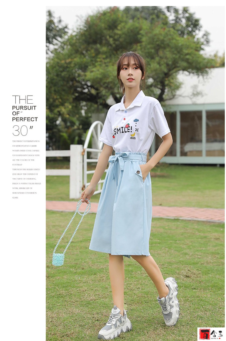 百含玉时尚女生休闲套装女夏季女生学生韩版棉少女初中生女装中学生