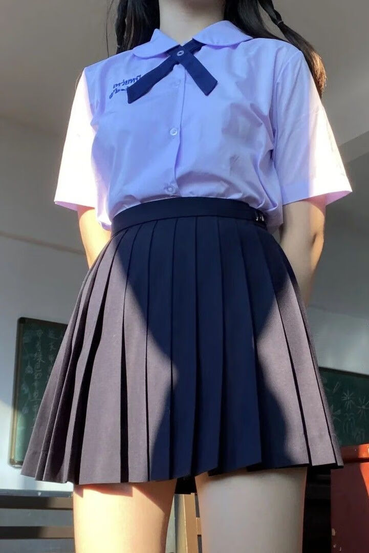 现货三件套泰国校服娜诺禁忌女孩裙子jk基础百褶裙套装夏季全套 淡