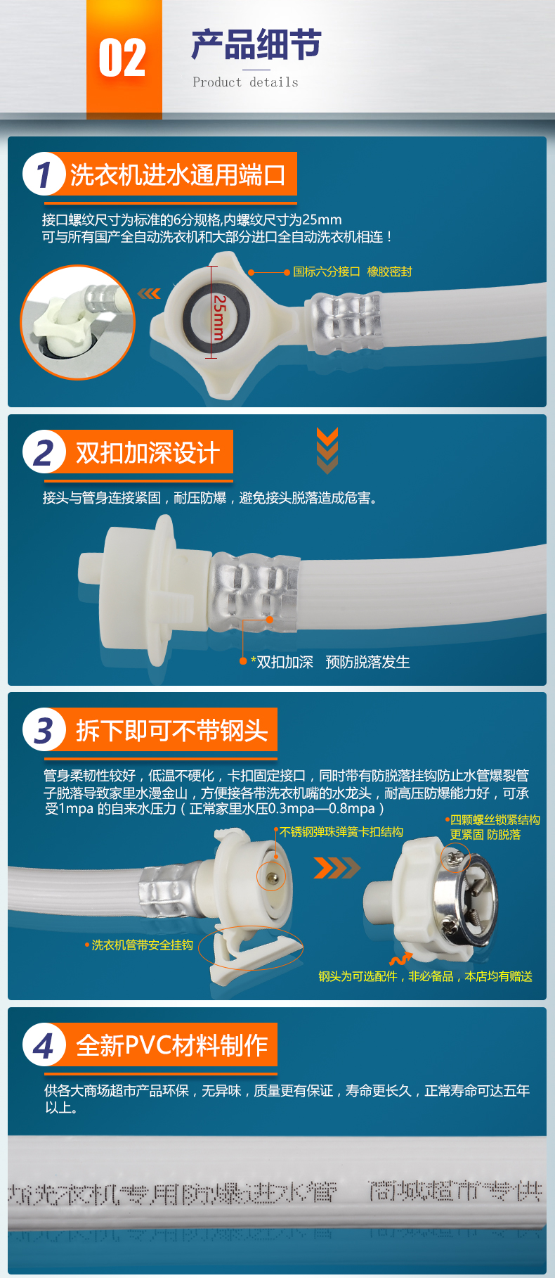 适用海尔小天鹅全自动洗衣机进水管加长管注水管滚筒上水软管配件 0.