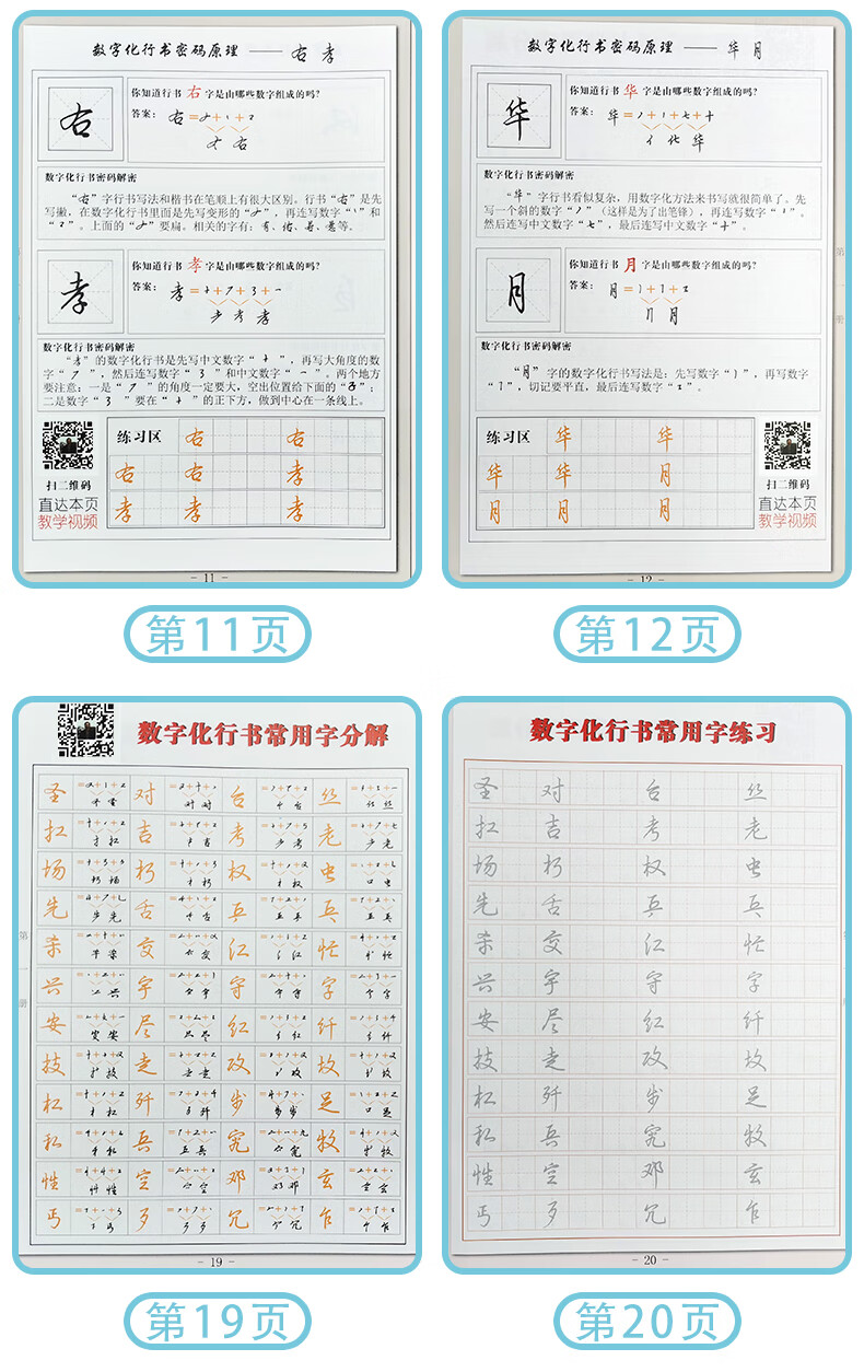 张神农数字化行书秘籍练字帖初学者硬笔书法练字神器3000常用字笔画