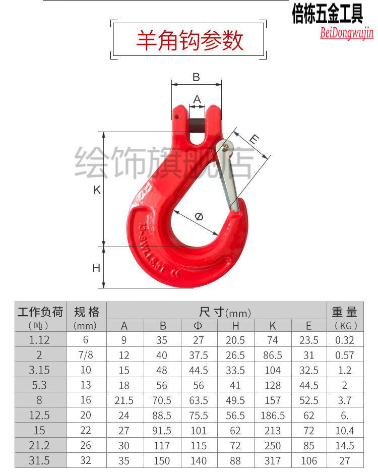 起重吊链吊车吊具猛钢铁链条吊环吊钩挂钩子吊索具行车吊装工具1吨1米