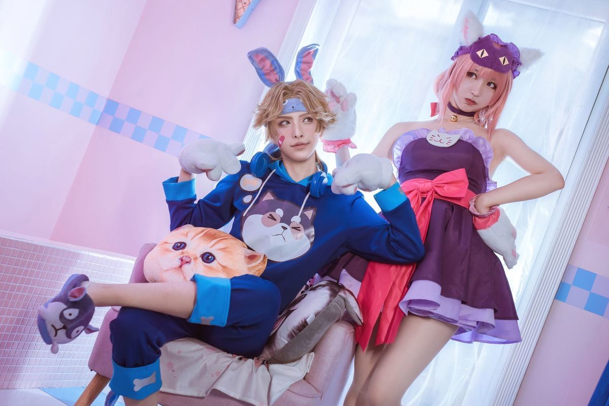 王者农药cos服孙策大乔cos云朵星辰天使猫狗日记cosplay假发套装 孙策