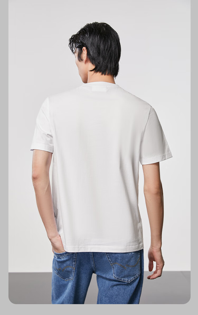杰克·琼斯（JACK&JONES）夏季男装新款T恤含棉亲肤舒适刺绣休闲短袖上衣男士223101089 A06本白色 165/88A/XS