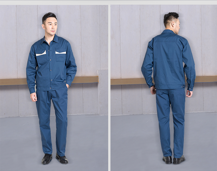俞兆林新品夏季长袖工作服套装男耐磨夏天薄款棉质电工地劳保服绣印