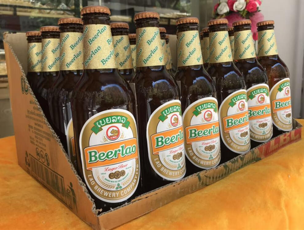老挝黄啤酒beerlao整箱330ml×24昆明或致电15308896889更优惠 黄啤24
