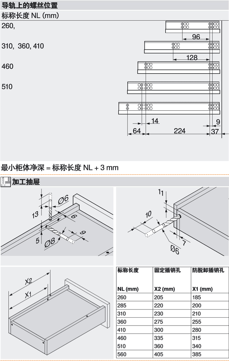 百隆blum半拉出阻尼抽屉轨道缓冲滑轨托底轨橱柜抽屉导轨平衡杆套装