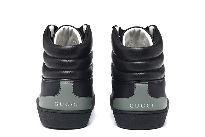 gucci古驰男鞋男士gg穿孔细节高帮运动休闲鞋白色8
