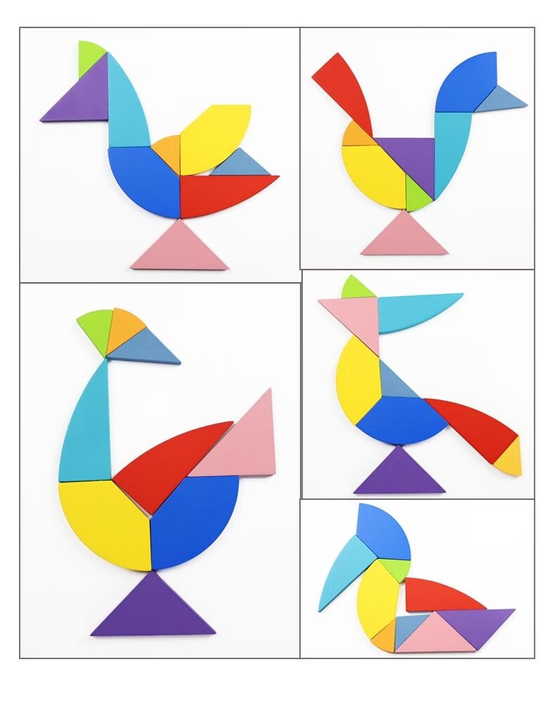 百鸟蛋 蛋形九巧板 心型9巧板 一年级几何图形拼图七巧板含说明图