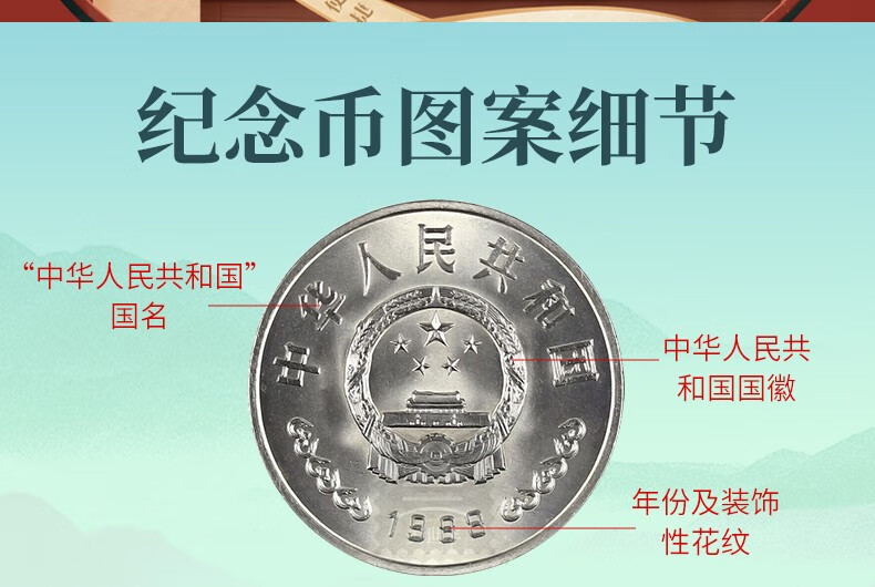 5，1988年人民銀行成立40周年建行40周年紀唸幣幣王收藏真品硬幣 40周年紀唸幣（美品）