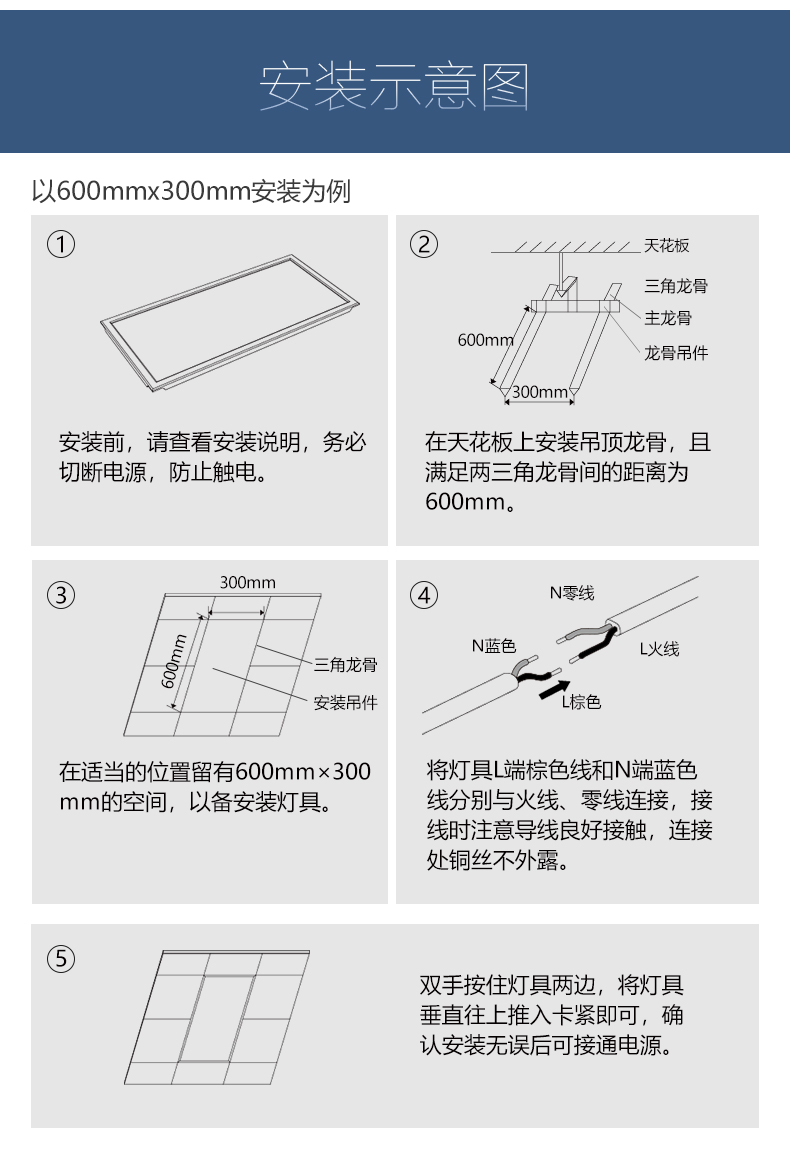 公牛led集成吊顶浴霸10w平板灯套装白边铝扣板led照明灯浴室卫生间