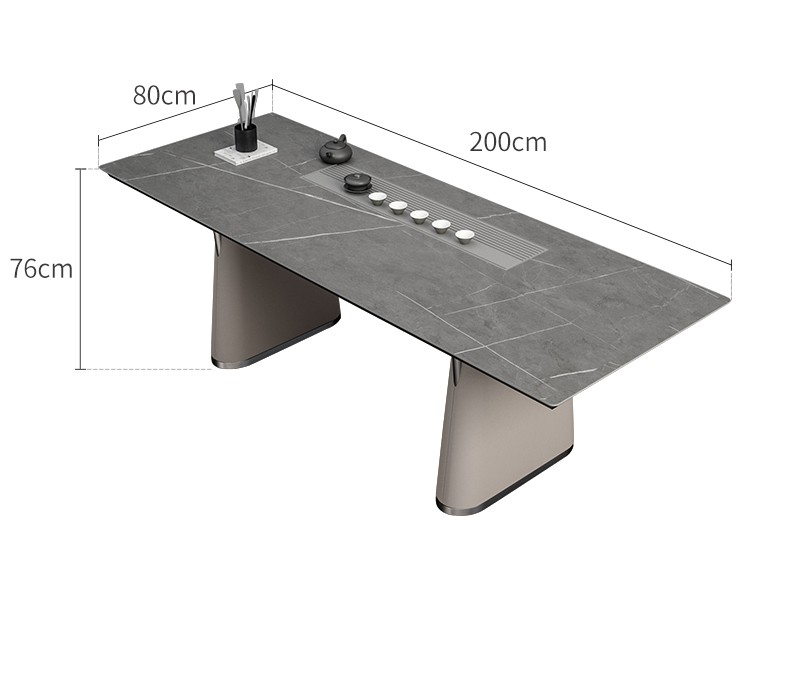 室定制大理石现代轻奢岩板茶桌定制版大理石台面20m茶桌黑钛金整装