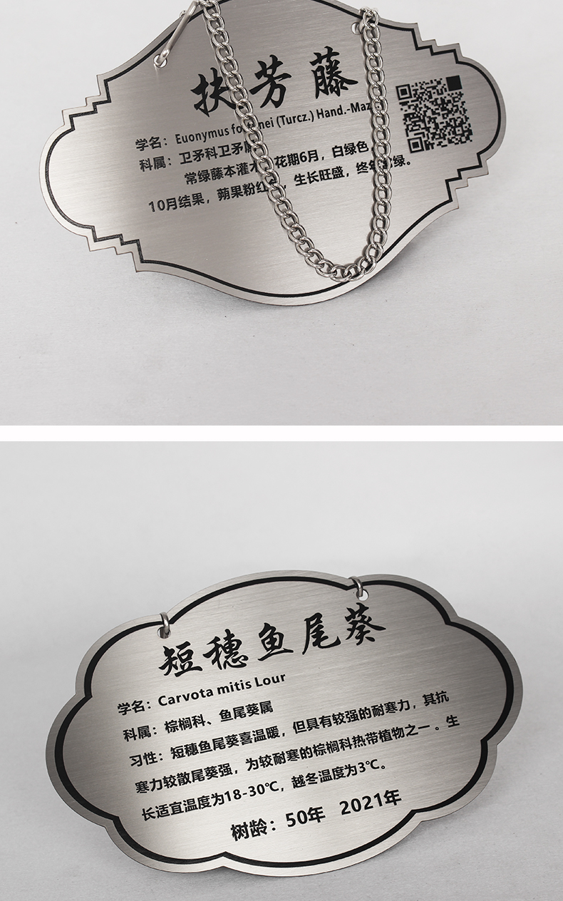 定制绿植名称挂牌制作苗木植物介绍标牌铝板亚克力树牌定制20x13cm