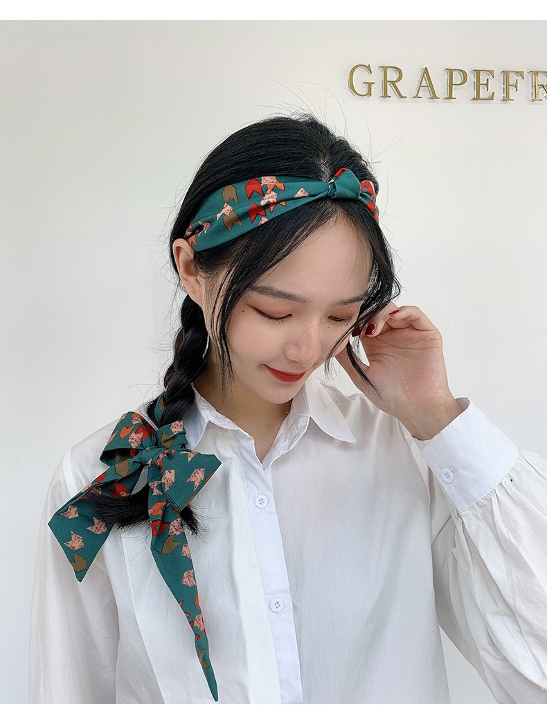 璞韵 韩系2021新款法式优雅超仙丝巾女生束发发带头饰头花图案 2#巴黎