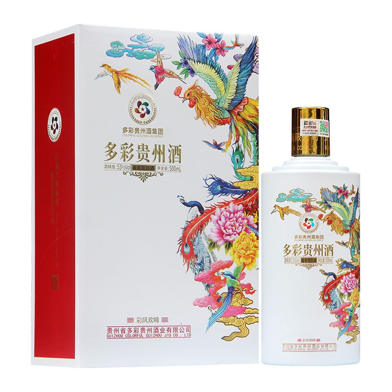 多彩贵州酒彩凤欢啼白53度酱香型白酒500ml4瓶带杯礼盒整箱装