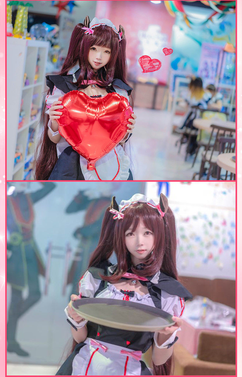 与香子兰可爱女仆装cos服装假发尾巴耳朵鞋子cosplay全套 巧克力袜子
