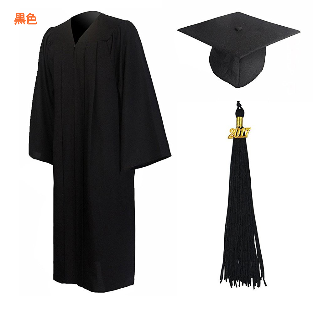 学士服美国学士服学位服本科毕业服毕业帽学位帽定制款 黑色 xl