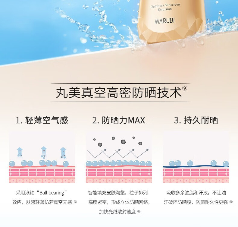 丸美（MARUBI）防晒霜提亮肤色隔离乳夏季清爽不油腻SPF35SPF50+ 防水防汗紫外线 SPF50小金钻防晒40g