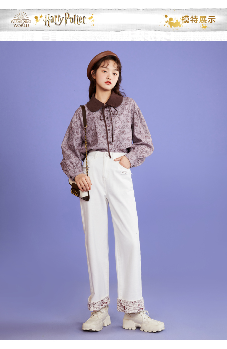 【哈利波特联名】乐町衬衫女设计感小众2020秋冬新款可爱娃娃领 粉色