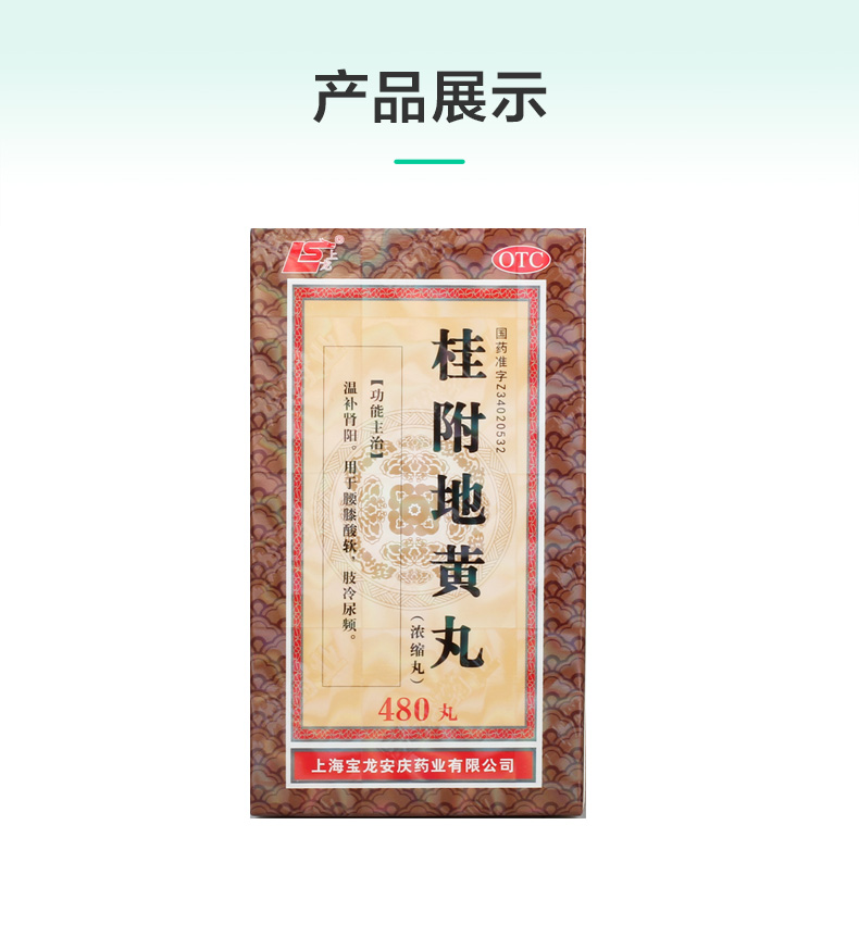 上龙桂附地黄丸浓缩丸480丸1瓶盒标准装