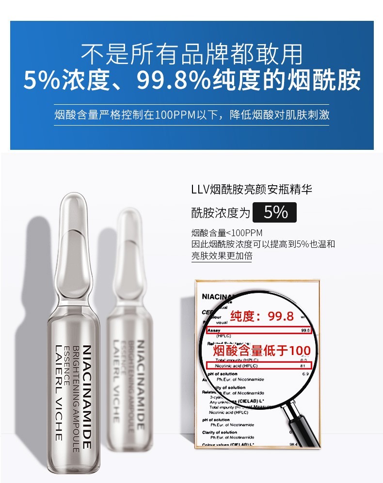 LAIERL VICHE肌肽烟酰胺小安瓶精华液原液女淡化细纹收缩毛孔紧致补水保湿 烟酰胺亮肤28支/盒