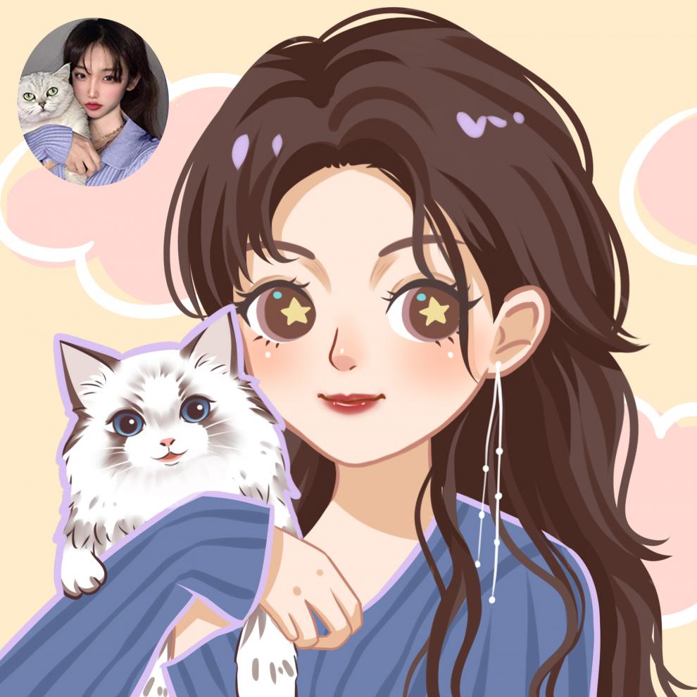 q版真人照片手绘头像定制约稿代画q版情侣头像漫画插画设计卡通形象